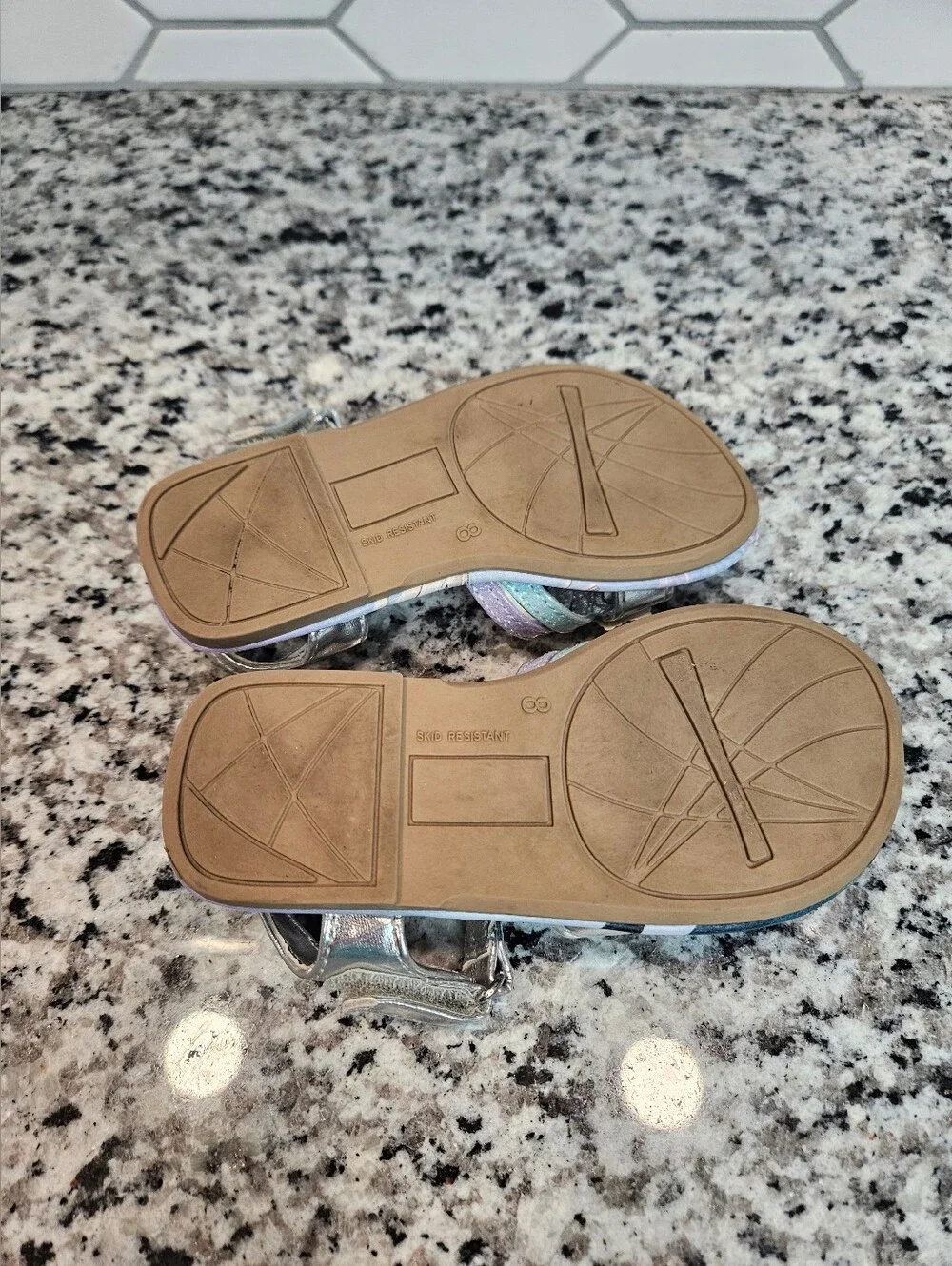Girls Glitter Silver Frozen Character Sandals - Size 8